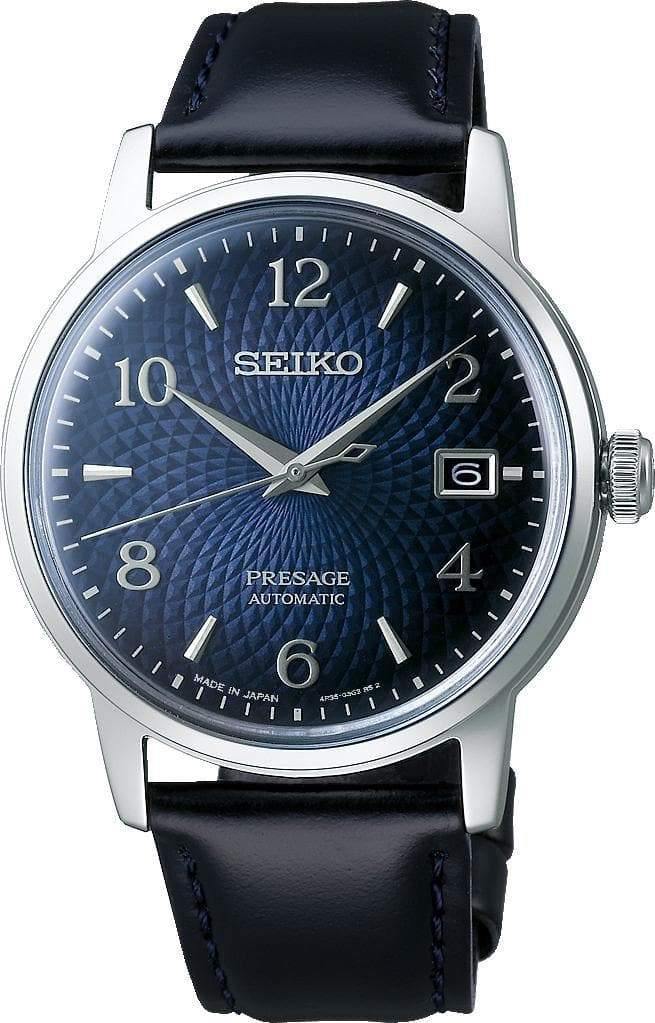 Seiko Presage Cocktail Time Manhattan Blue Men's Leather Strap Watch SRPE43J1 - Diligence1International