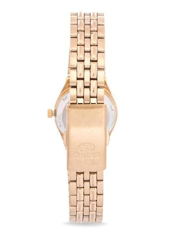 Seiko 5 Classic Ladies Size Black Dial Gold Plated Stainless Steel Strap Watch SYMA06K1 - Diligence1International