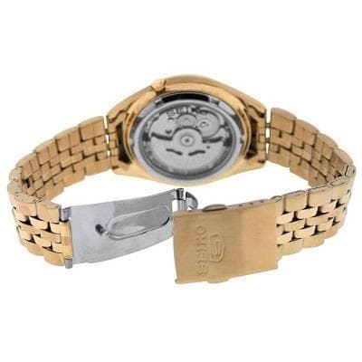 Seiko 5 Classic Mens Size Black Dial Gold Plated Stainless Steel Strap Watch SNKL40K1 - Diligence1International