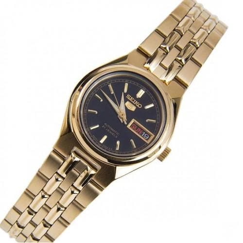 Seiko 5 Classic Gold+Black Dial Couple's Gold Plated Stainless Steel Watch Set SNKL28K1+SYMA06K1 - Diligence1International