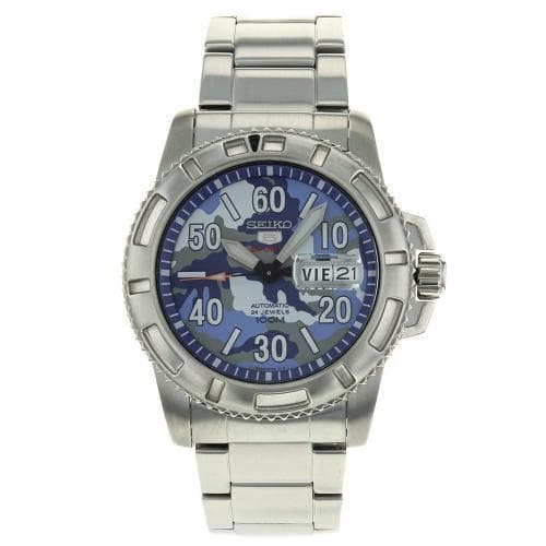 Seiko 5 Sports Military 100M Camo Blue Dial Automatic Men's Watch SRP223K1 - Diligence1International