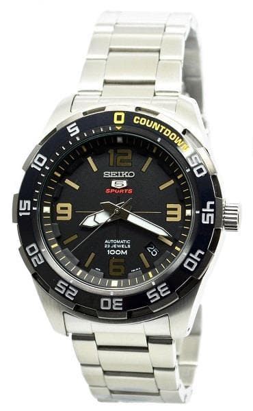 Seiko 5 Sports 100M Automatic Watch Black Dial Stainless Steel Strap SRPB83K1 - Diligence1International