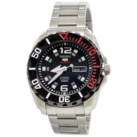 Seiko 5 Sports Black Dial Mini Baby Monster Men's Stainless Strap Watch SRPB35K1 - Diligence1International