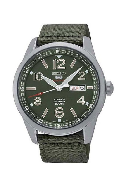 Seiko 5 Sports Military 100M Automatic Men's Watch Green Nylon Strap SRP621K1