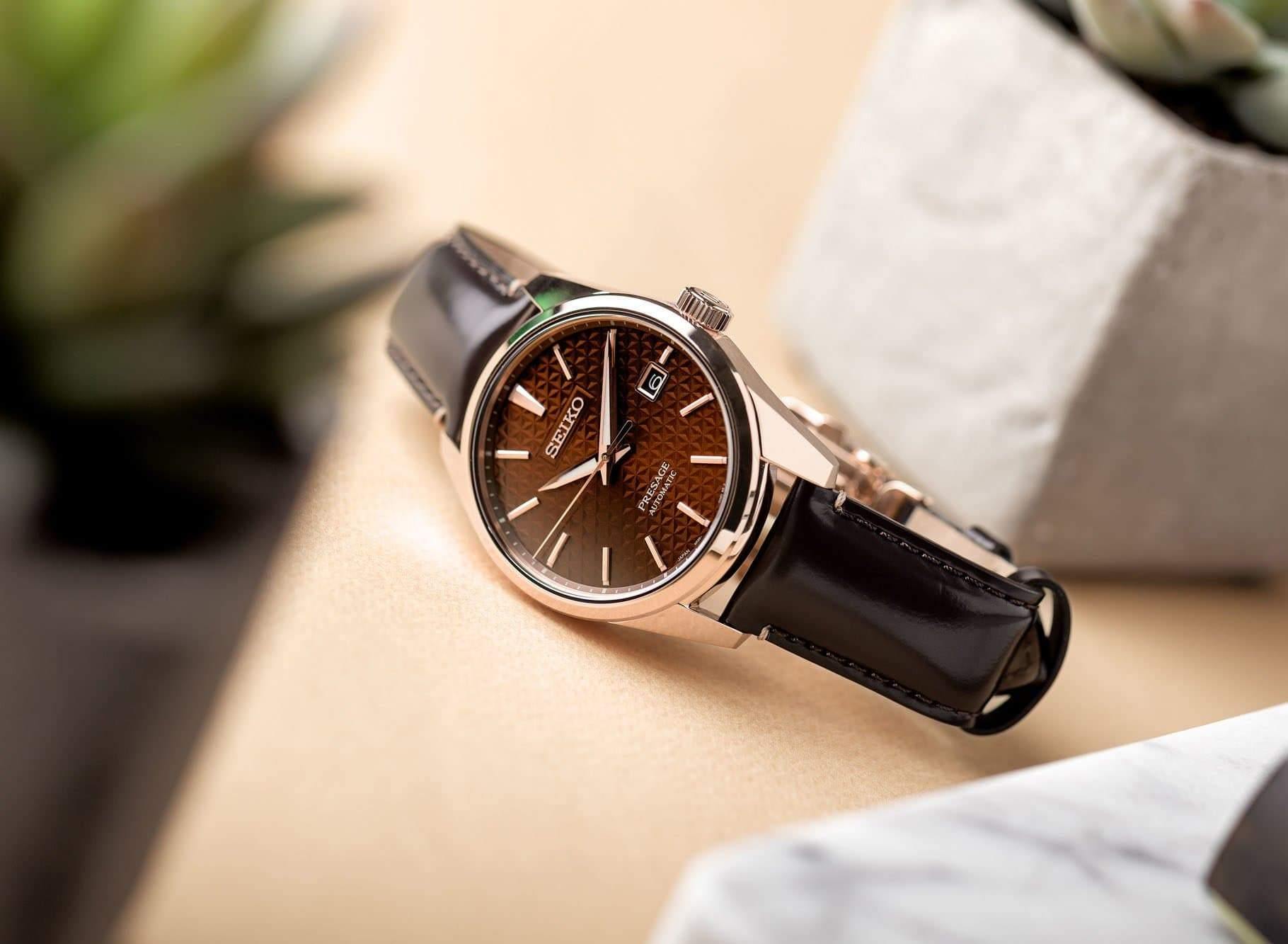 Seiko JAPAN Made Presage Sharp Edged Series Susutake Brown Men's Leather Strap Watch SPB170J1 - Diligence1International