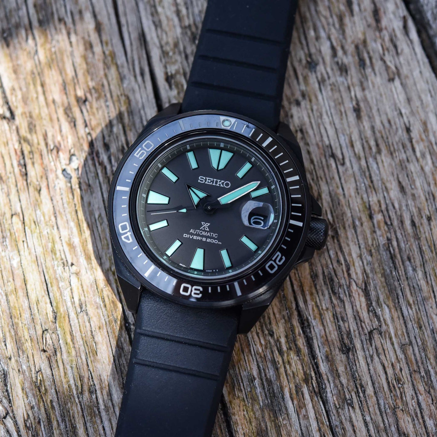 Seiko Prospex LE Black Series Night Vision Samurai Rubber Strap Watch SRPH97K1