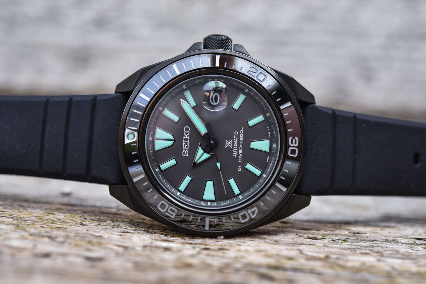 Seiko Prospex LE Black Series Night Vision Samurai Rubber Strap Watch SRPH97K1