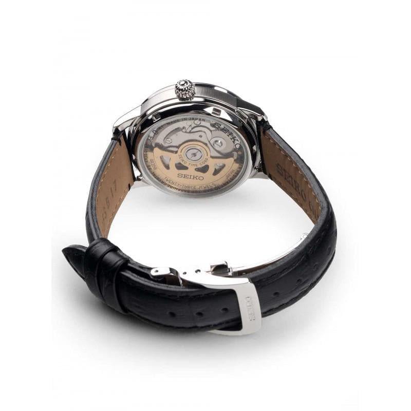 Seiko JAPAN Made Pre- Presage Silver Dial Ladies' Black Leather Strap Watch SRP861J1 - Diligence1International