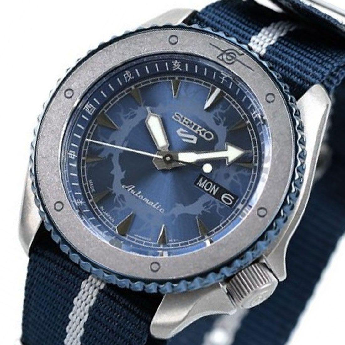 Seiko 5 Sports 100M Naruto LE Sasuke Uchiha Automatic Men's Watch Blue Dial Nylon Strap SRPF69K1 - Diligence1International