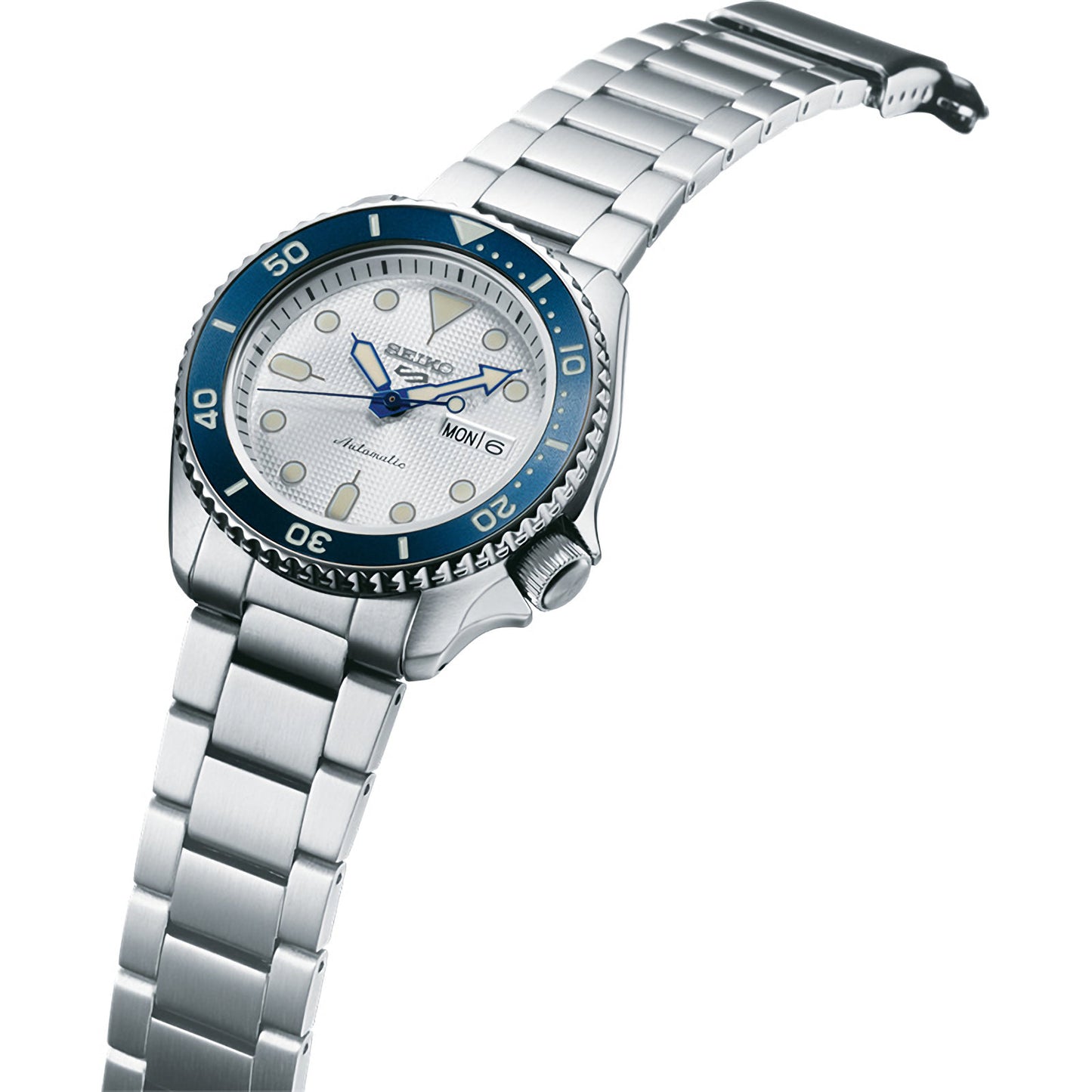 NEW Seiko 5 Sports 100M 140th Anniv LE Blue White Themed Mens Stainless Watch SRPG47K1