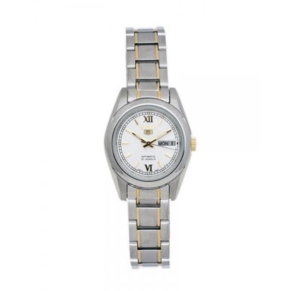 Seiko 5 Classic Ladies Size Silver Dial 2 Tone Gold Plated Stainless Steel Strap Watch SYMK29K1 - Diligence1International