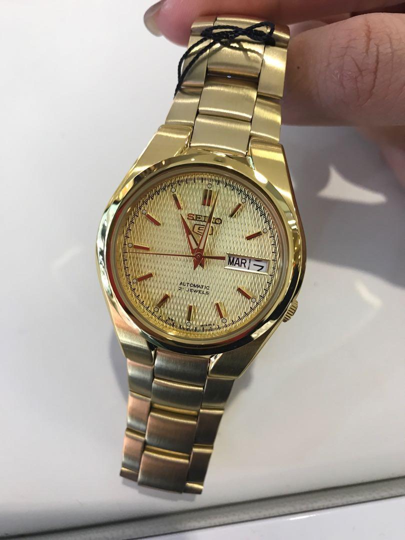 Seiko 5 Classic Mens Size Gold Dial & Plated Stainless Steel Strap Watch SNK610K1 - Diligence1International