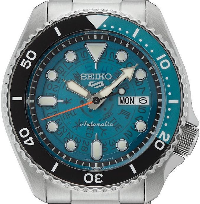 Seiko 5 100M Skeleton Style Bluish Green Dial Automatic Watch SRPJ45K1