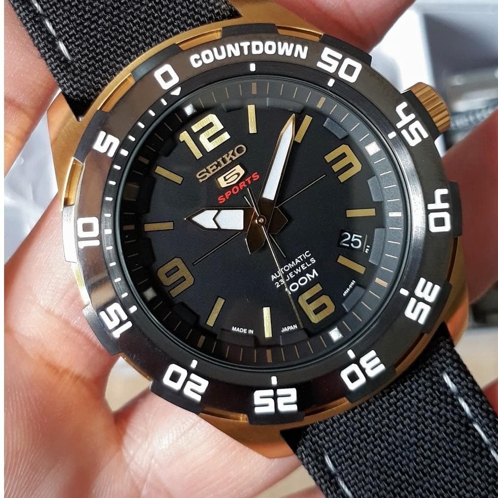 Seiko 5 Sports JAPAN Made 100M Automatic Watch Black Dial Nylon Strap SRPB86J1 - Diligence1International