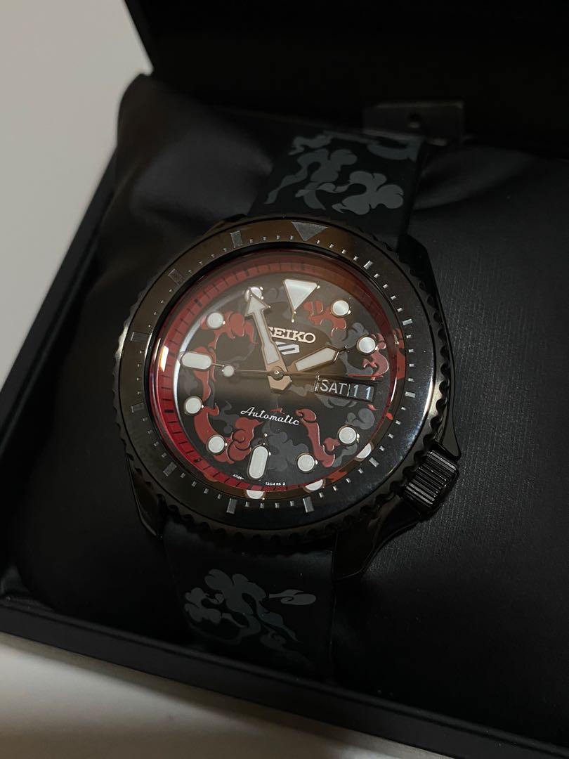 Seiko 5 Sports 100M One Piece x Luffy LE Automatic Men's Watch Black x Red Dial SRPH65K1
