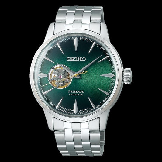Seiko Presage Cocktail Time Green Grasshopper Open Heart Men's Watch SSA441J1