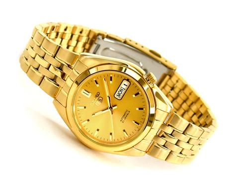 Seiko 5 Classic Mens Size Gold Dial & Plated Stainless Steel Strap Watch SNK366K1 - Diligence1International