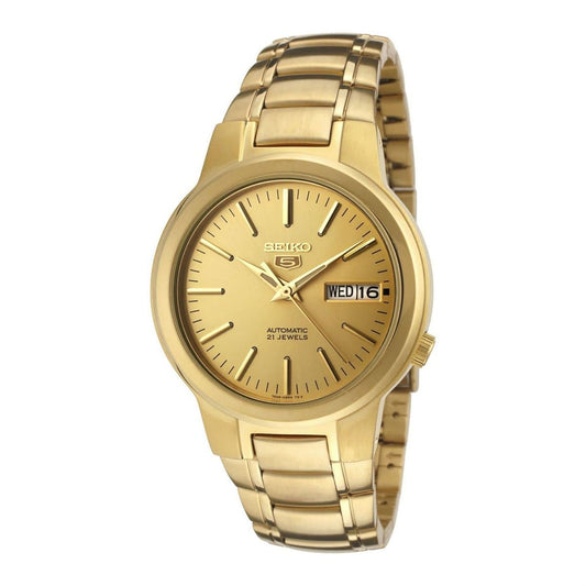 Seiko 5 Classic Mens Size Gold Dial & Plated Stainless Steel Strap Watch SNKA10K1 - Diligence1International