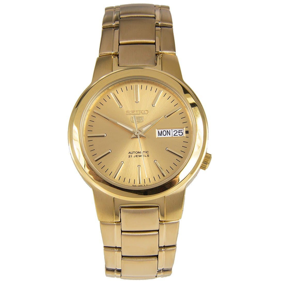 Seiko 5 Classic Mens Size Gold Dial & Plated Stainless Steel Strap Watch SNKA10K1 - Diligence1International