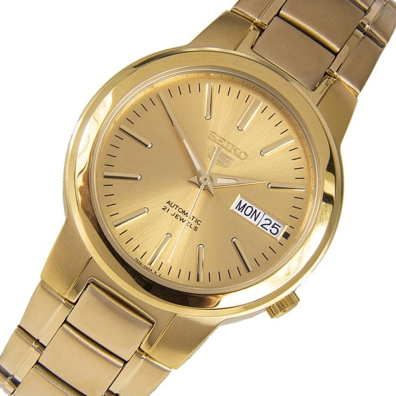 Seiko 5 Classic Mens Size Gold Dial & Plated Stainless Steel Strap Watch SNKA10K1 - Diligence1International