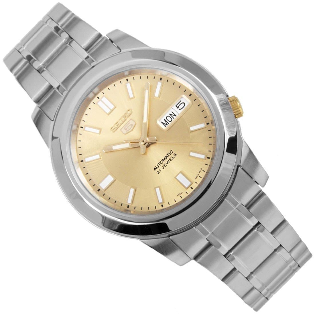 Seiko 5 Classic Men's Size Gold Dial Stainless Steel Strap Watch SNKK13K1 - Diligence1International