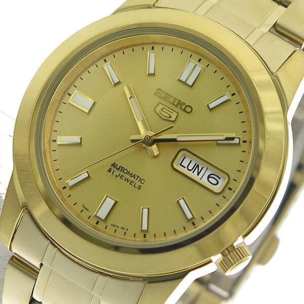 Seiko 5 Classic Mens Size Gold Dial & Plated Stainless Steel Strap Watch SNKK20K1 - Diligence1International