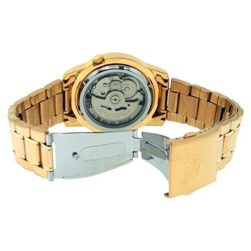 Seiko 5 Classic Mens Size Black Dial Gold Plated Stainless Steel Strap Watch SNKK22K1 - Diligence1International