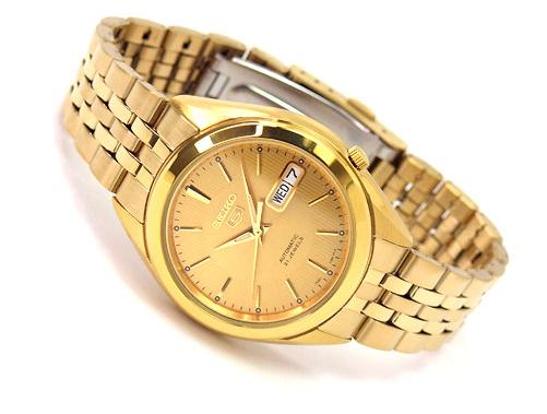 Seiko 5 Classic Gold+Black Dial Couple's Gold Plated Stainless Steel Watch Set SNKL28K1+SYMA06K1 - Diligence1International