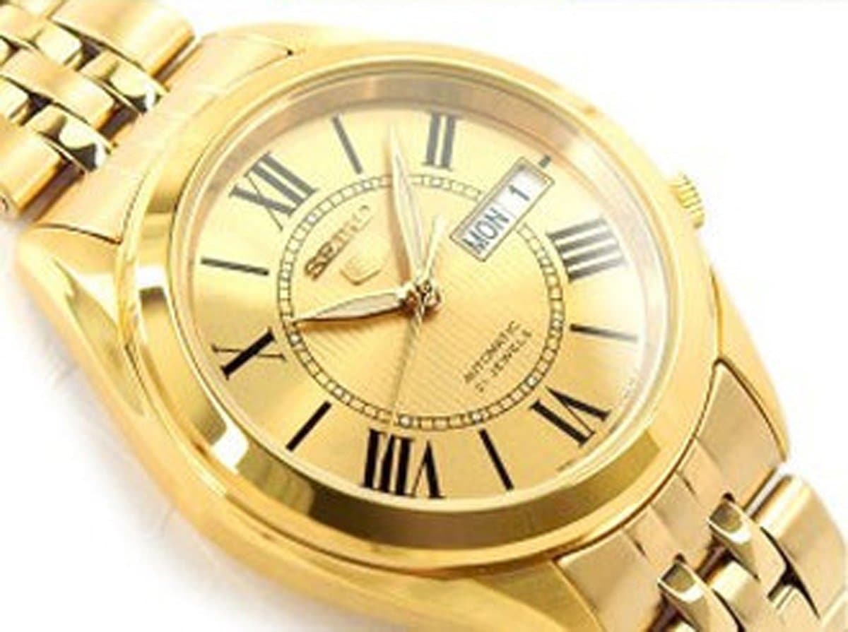 Seiko 5 Classic Mens Size Gold Dial & Plated Stainless Steel Strap Watch SNKL38K1 - Diligence1International