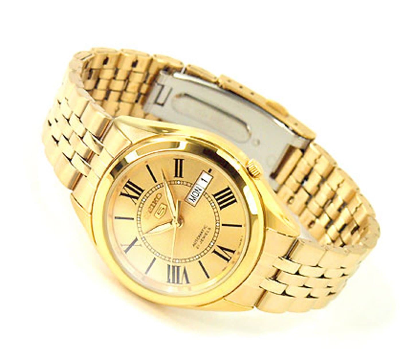 Seiko 5 Classic Mens Size Gold Dial & Plated Stainless Steel Strap Watch SNKL38K1 - Diligence1International