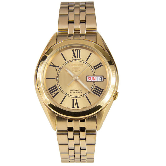 Seiko 5 Classic Mens Size Gold Dial & Plated Stainless Steel Strap Watch SNKL38K1 - Diligence1International