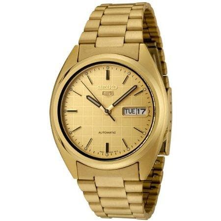 Seiko 5 Classic Mens Size Gold Dial & Plated Stainless Steel Strap Watch SNXL72K1 - Diligence1International