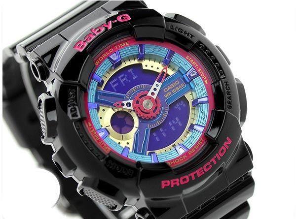 Casio Baby-G BA110 Series Anadigi Neon Color Black x Multicolor Dial Watch BA112-1ADR - Diligence1International