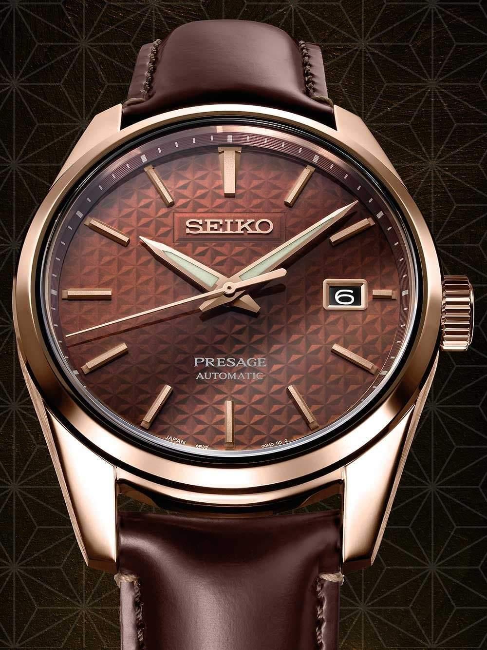 Seiko JAPAN Made Presage Sharp Edged Series Susutake Brown Men's Leather Strap Watch SPB170J1 - Diligence1International