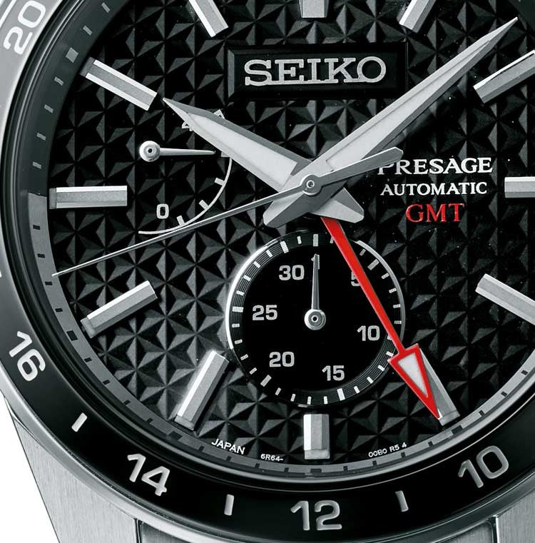 Seiko Japan Made Presage Sharp Edged Series Sumi-Iro Black GMT Men's Stainless Steel Watch SPB221J1