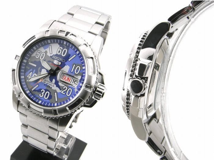 Seiko 5 Sports JAPAN Made Military 100M Camo Blue Dial Automatic Watch SRP223J1 - Diligence1International