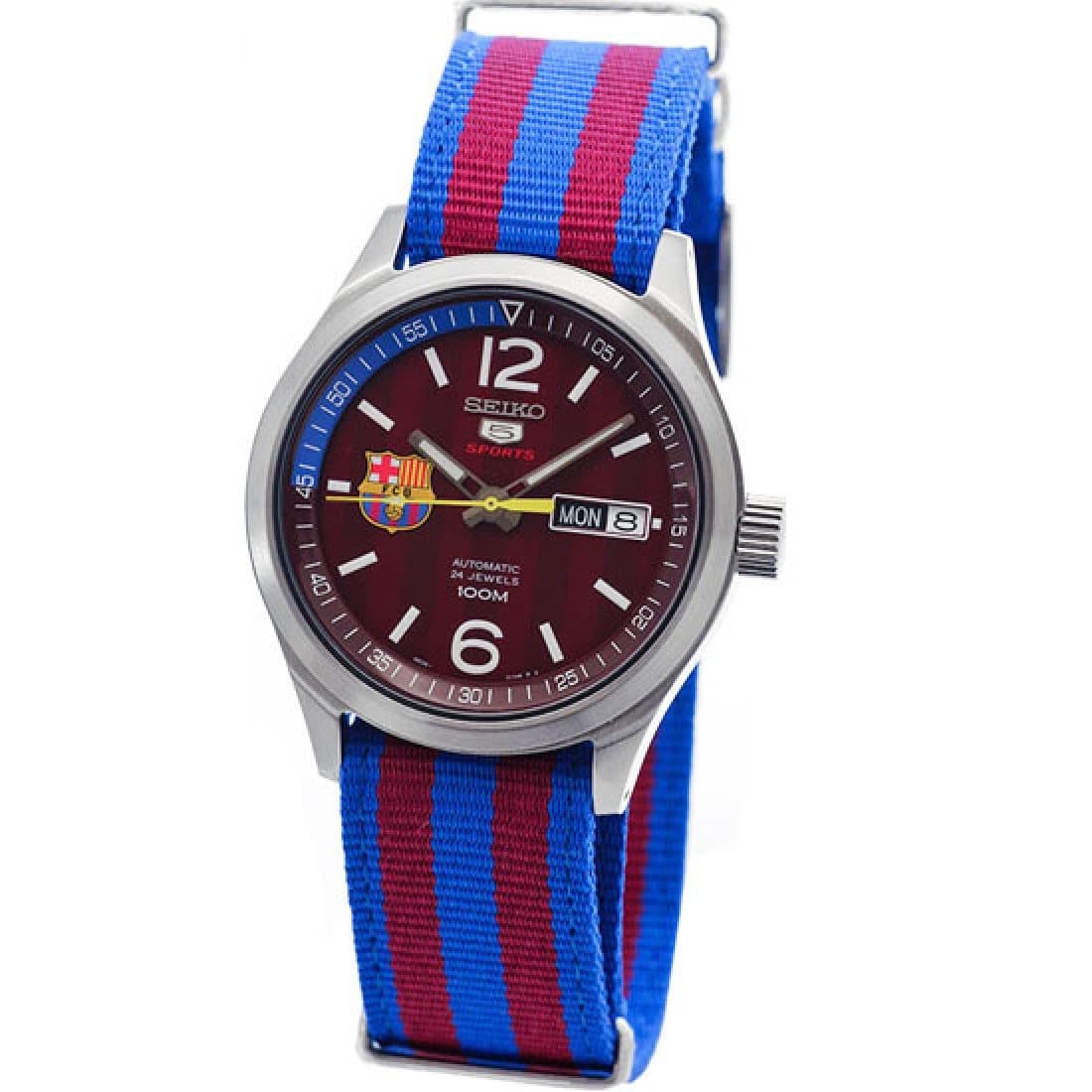 Seiko 5 Sports FC Barcelona 100M Red Dial Men's Watch Nylon Strap SRP305K1 - Diligence1International