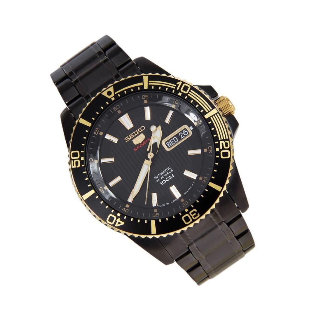 Seiko 5 Sports JAPAN Made 100M Black Ion Plated Automatic Men's Watch SRP558J1 - Diligence1International