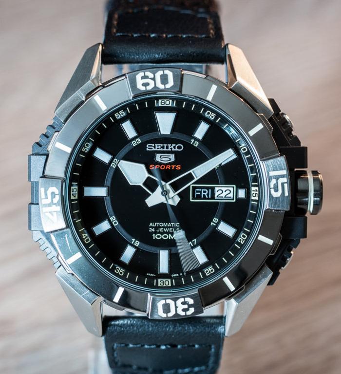 Seiko 5 Sports 100M Men's Black Dial Leather Nylon Strap Watch SRP799K1 - Diligence1International