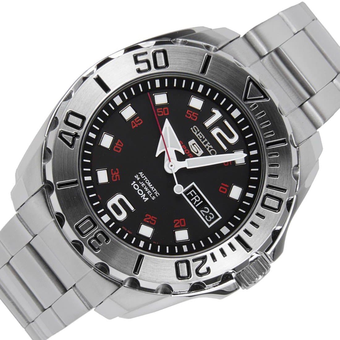Seiko 5 Sports Black Dial Mini Baby Monster Men's Stainless Strap Watch SRPB33K1 - Diligence1International
