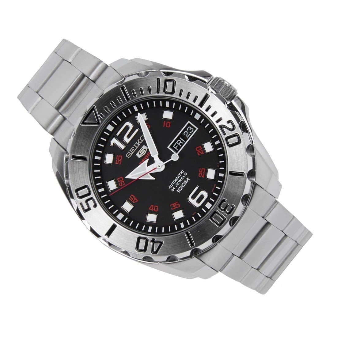 Seiko 5 Sports Black Dial Mini Baby Monster Men's Stainless Strap Watch SRPB33K1 - Diligence1International