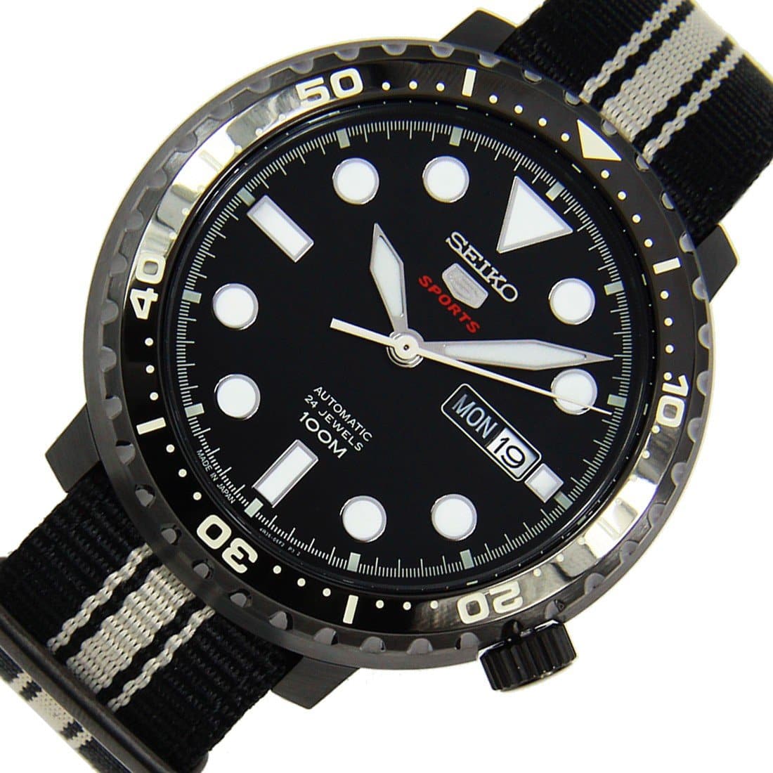 Seiko 5 Sports JAPAN Made Bottle Cap 100M Men's Nylon Strap Watch SRPC67J1 - Diligence1International