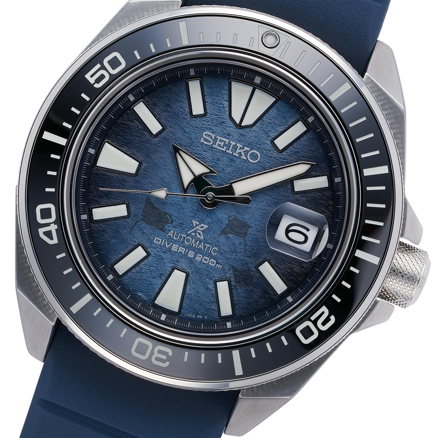 Seiko SE Save the Ocean Dark Manta Ray King Samurai Diver's Men's Rubber Strap Watch SRPF79K1 - Diligence1International