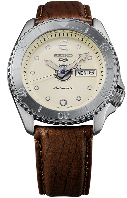Seiko 5 100M X Evisen Skateboards Limited Edition Automatic Brown Leather Strap Watch SRPF93K1