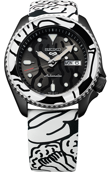 Seiko 5 100M X Automoai Limited Edition Automatic White Leather Strap Watch SRPG43K1