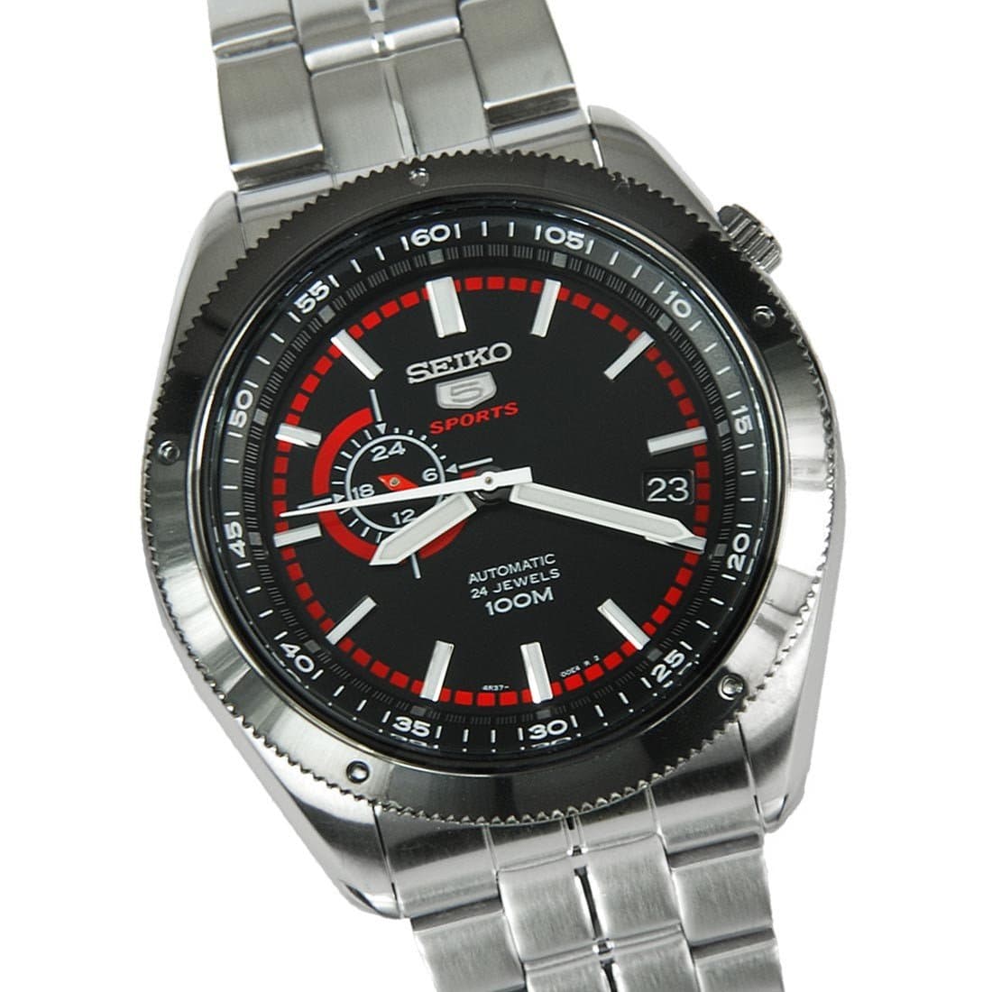 Seiko 5 Sports 100M 24 Hour Sub-Dial Red Men's Stainless Steel Strap Watch SSA069K1 - Diligence1International