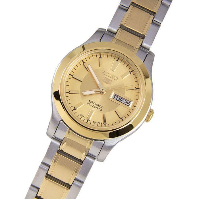 Seiko 5 Classic Ladies Size Gold Dial 2 Tone Gold Plated Stainless Steel Strap Watch SYMD92K1 - Diligence1International