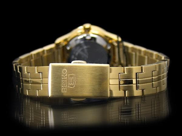 Seiko 5 Classic Ladies Size Gold Dial Gold Plated Stainless Steel Strap Watch SYME02K1 - Diligence1International