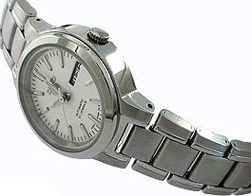 Seiko 5 Classic White Dial with Red Bar Couple's Stainless Steel Watch Set SNKK25K1+SYME39K1 - Diligence1International