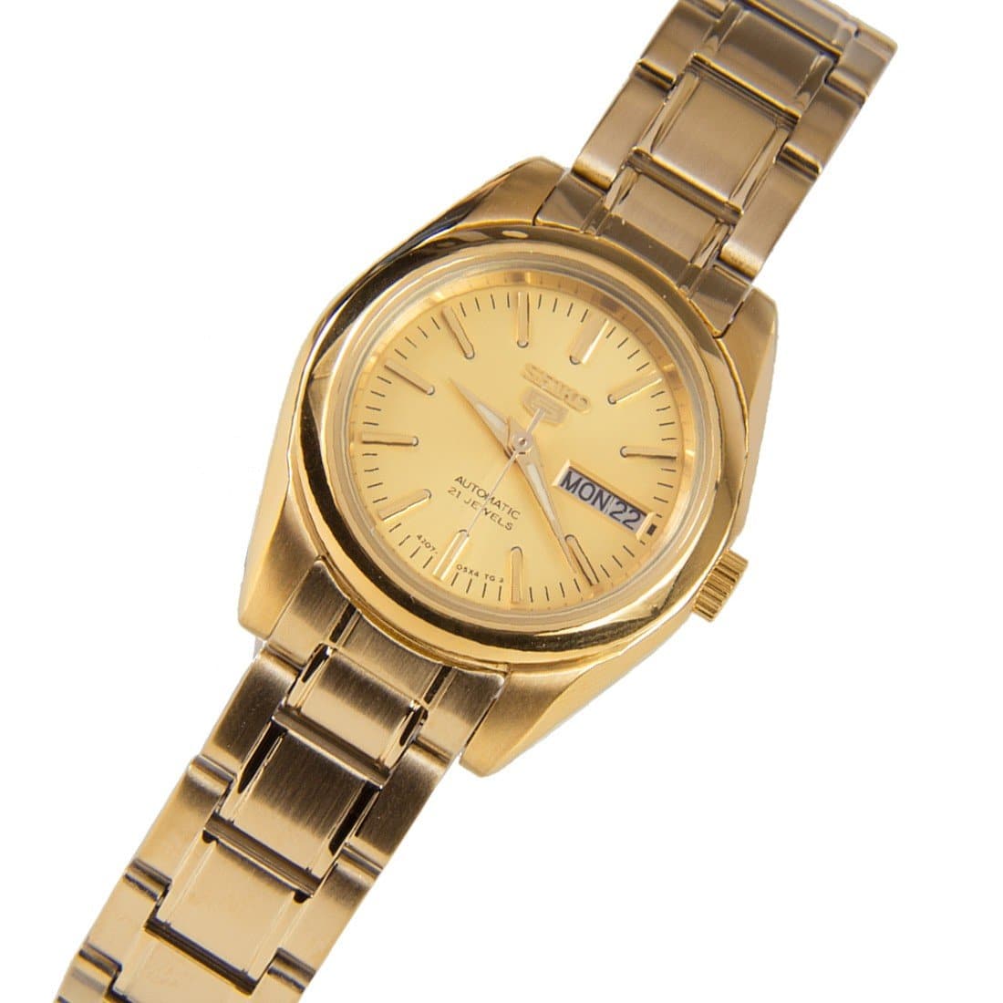 Seiko 5 Classic Gold Dial Couple's Gold Plated Stainless Steel Watch Set SNKL48K1+SYMK20K1 - Diligence1International